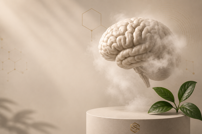 Illustratie van een brein als symbool voor brain fog en concentratieproblemen.